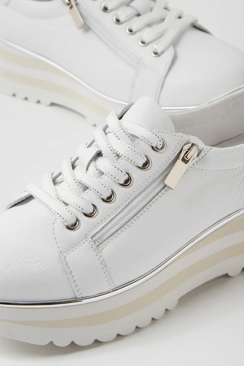 EAMMES LACE UP FLATS WHITE LEATHER