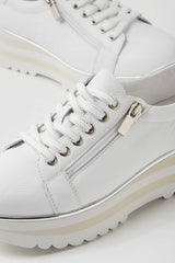 EAMMES LACE UP FLATS WHITE LEATHER