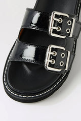 LILIANA SLIDE BLACK CRINKLE PATENT