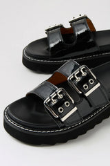 LILIANA SLIDE BLACK CRINKLE PATENT