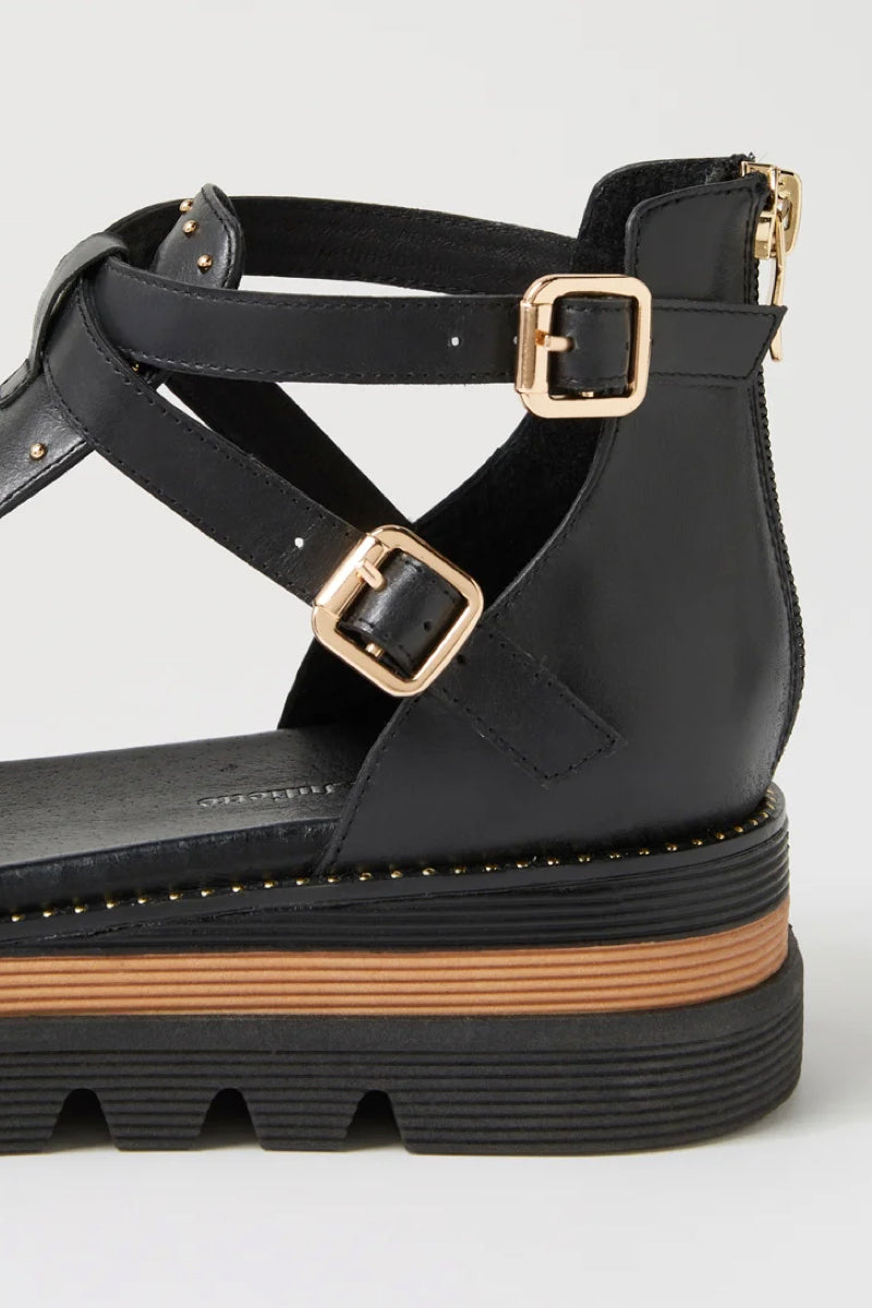 SORENS SANDAL BLACK LEATHER