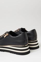 EAMMES LACE UP FLATS BLACK LEATHER