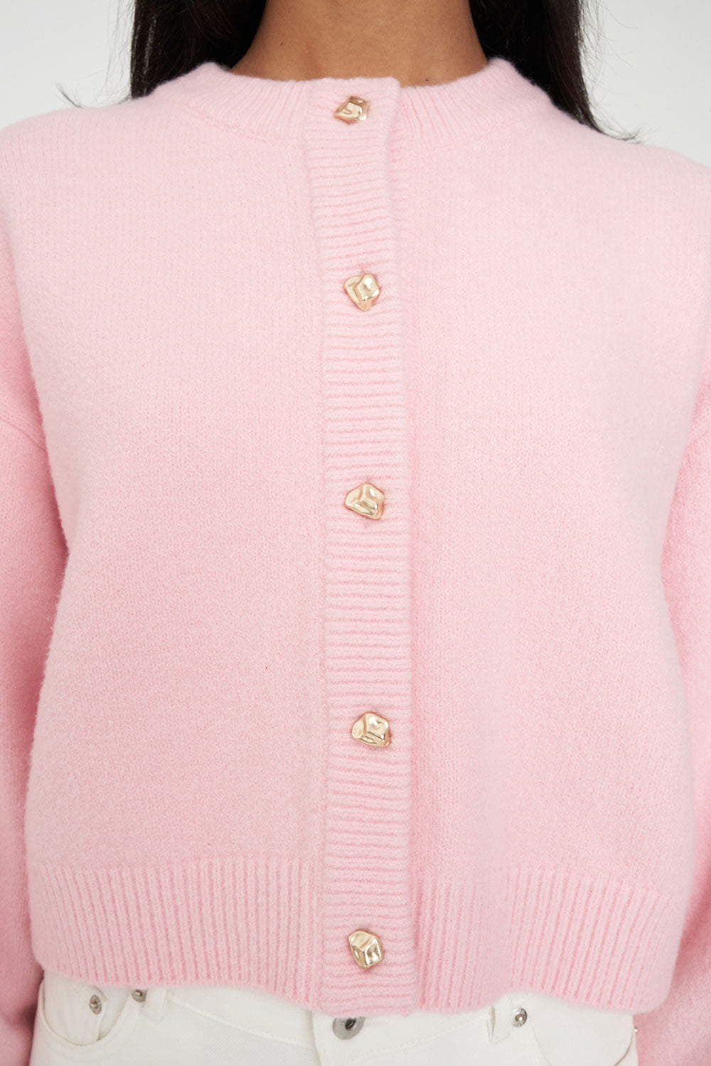 ELLE CROP CARDIGAN PALE ROSE