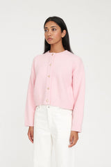 ELLE CROP CARDIGAN PALE ROSE