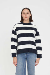 KENZIE STRIPE KNIT CREW NAVY / WHITE
