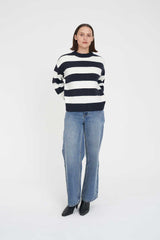 KENZIE STRIPE KNIT CREW NAVY / WHITE