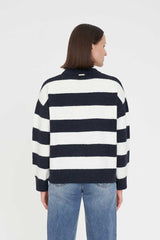 KENZIE STRIPE KNIT CREW NAVY / WHITE