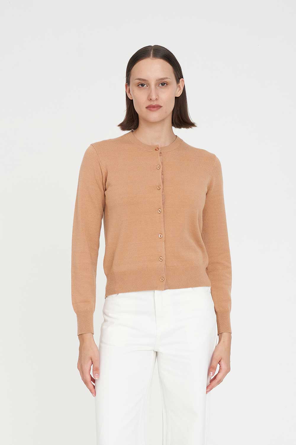 CLASSIC BUTTON UP CARDIGAN CAMEL