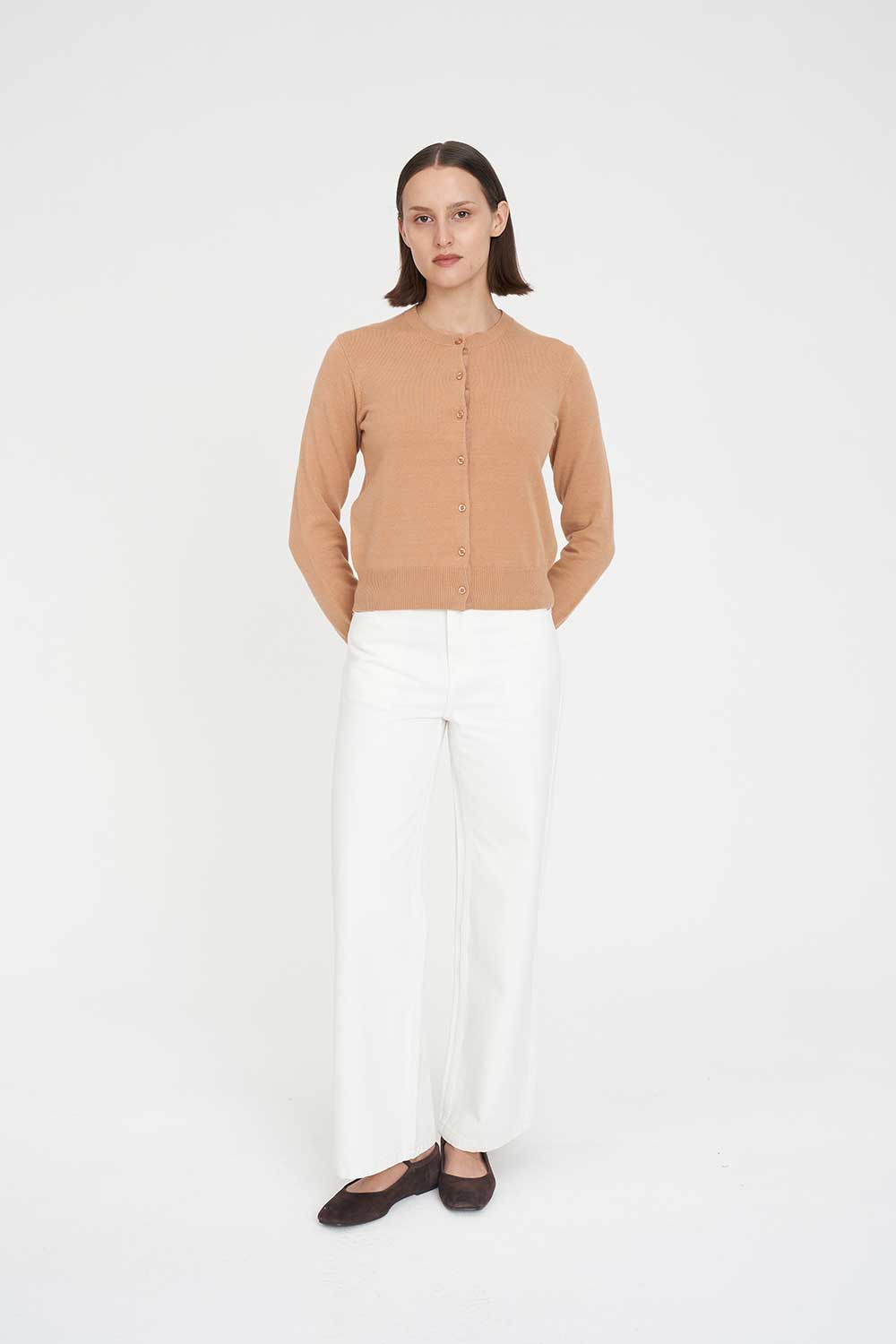 CLASSIC BUTTON UP CARDIGAN CAMEL