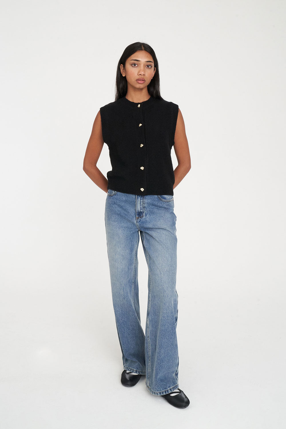 ELLE KNIT VEST BLACK