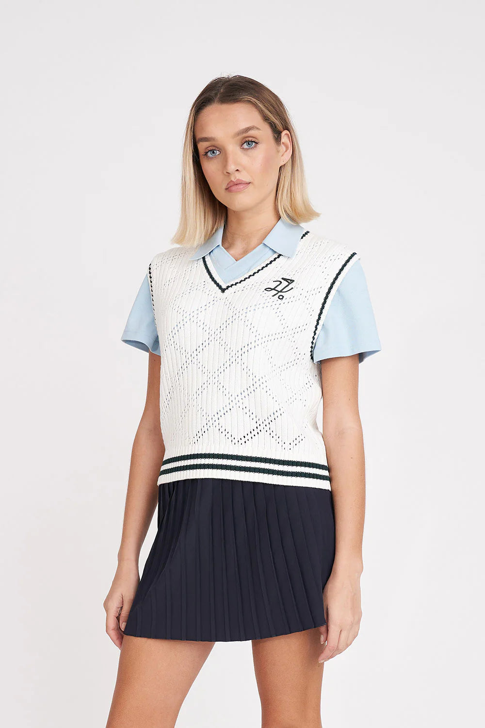 WOMENS DIAMOND CROP VEST CHALK