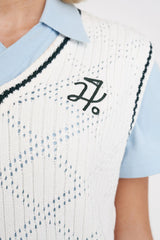 WOMENS DIAMOND CROP VEST CHALK