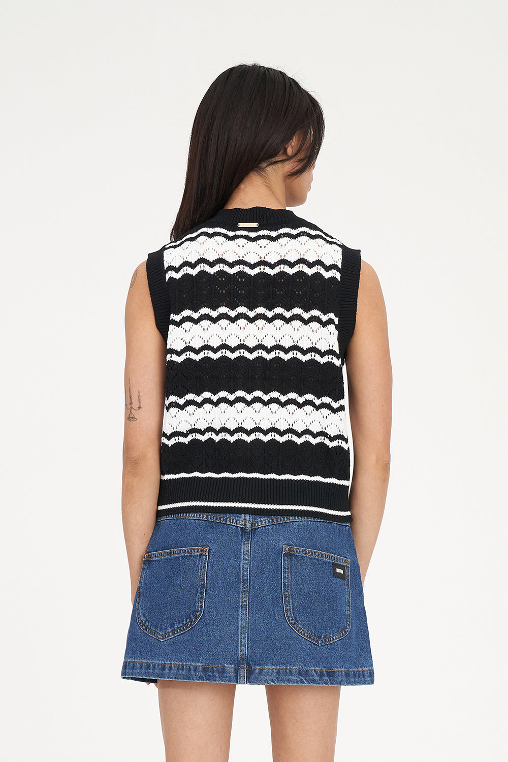 ZIGGY STRIPE VEST BLACK WHITE