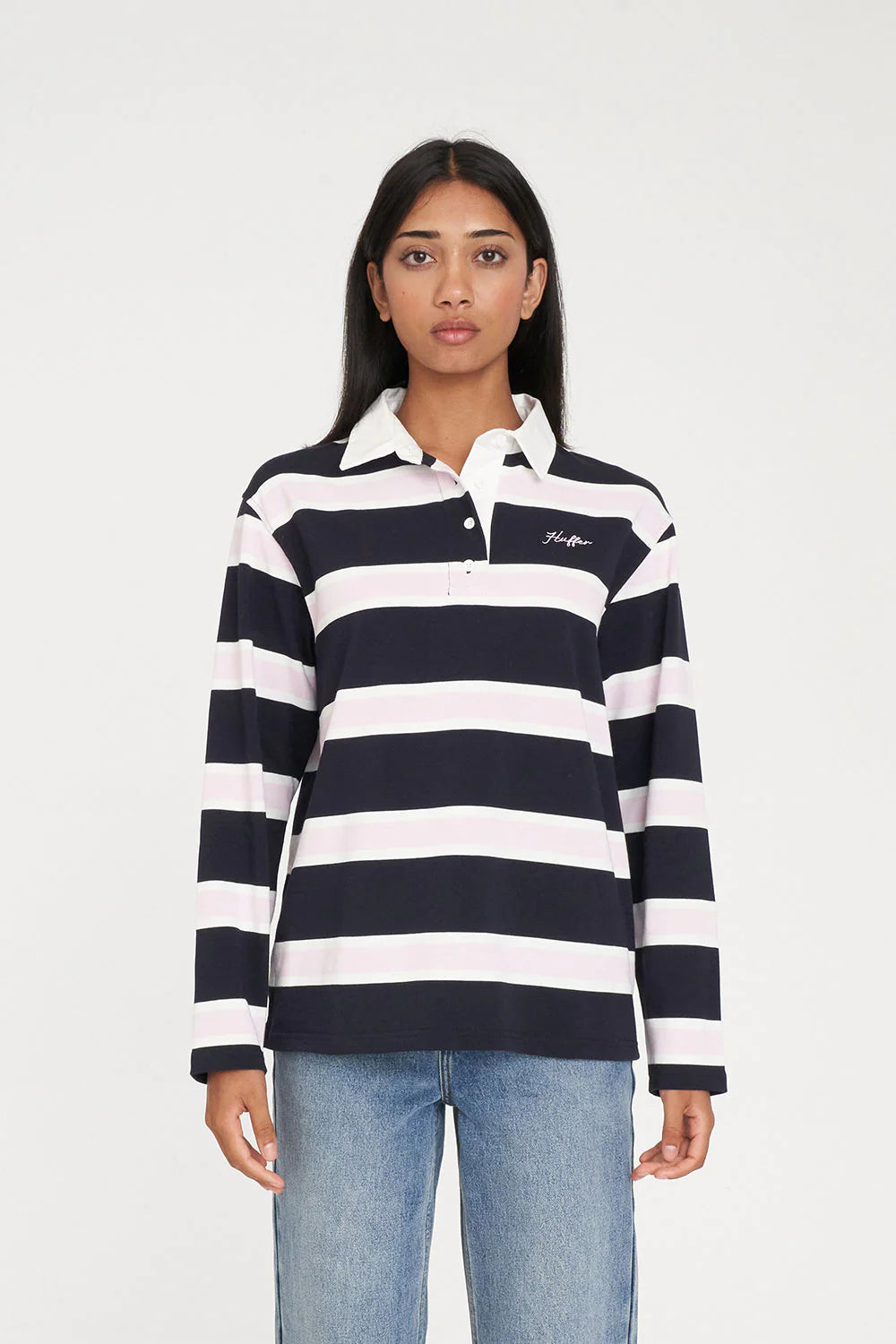 BROOKLYN OVERSIZED RUGBY NAVY/PETAL