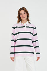 BROOKLYN OVERSIZED RUGBY GREEN PINK