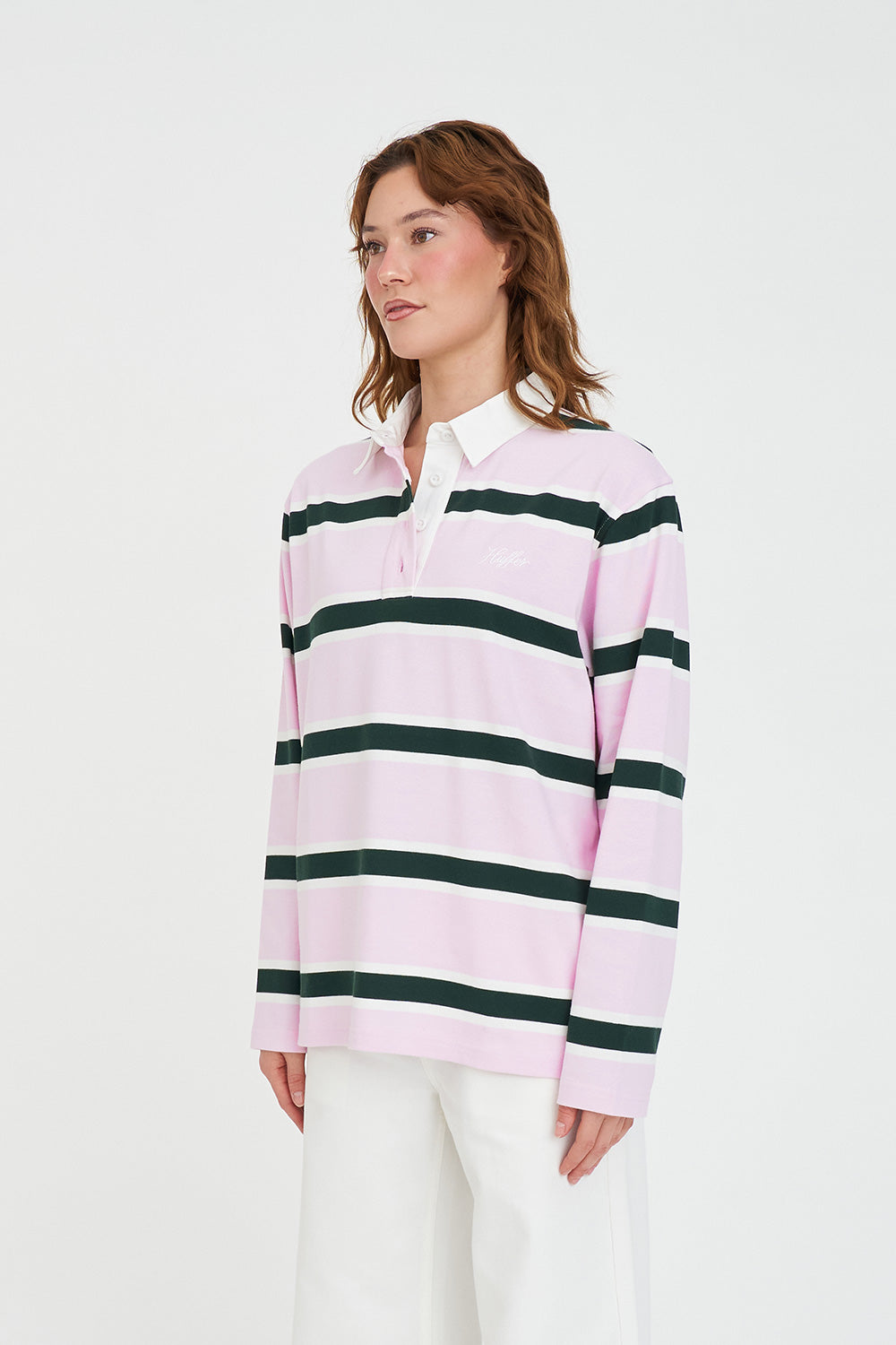 BROOKLYN OVERSIZED RUGBY GREEN PINK