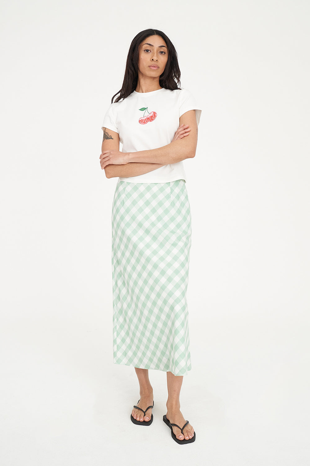CELINE LILA MIDI SKIRT MATCHA CHALK