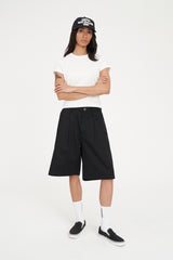 OXFORD PLEATED SHORT BLACK