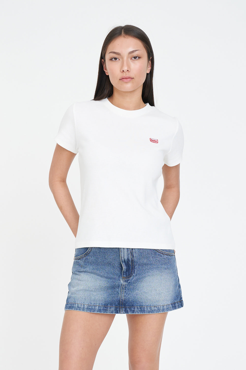 WAFFLE SLIM TEE CHALK