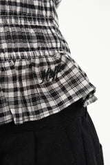 ROONEY GIGI SHIRRED TOP BLACK CHALK