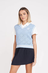 WOMENS DIAMOND CROP VEST ICE BLUE