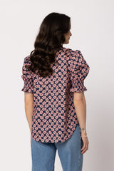 Ava Blouse Navy Blush Blossom