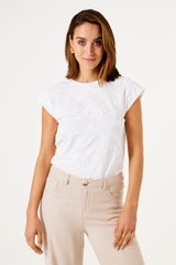 FLORAL DETAIL T-SHIRT OFF WHITE