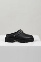 Krepe Mule Black Leather