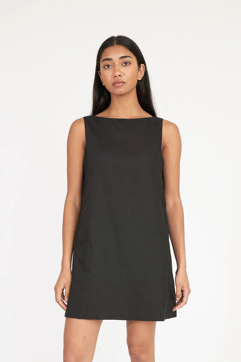 LIN-IN SHIFT MINI DRESS BLACK
