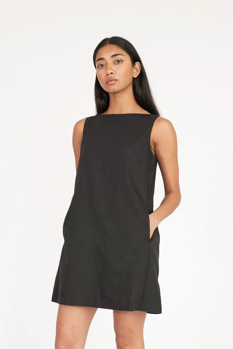 LIN-IN SHIFT MINI DRESS BLACK