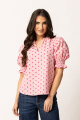 Relaxed Butterfly Top Pink Spot