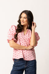 Relaxed Butterfly Top Pink Spot