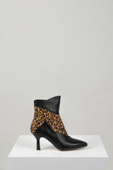 LORIZA LEOPARD ANKLE BOOT BLACK LEATHER
