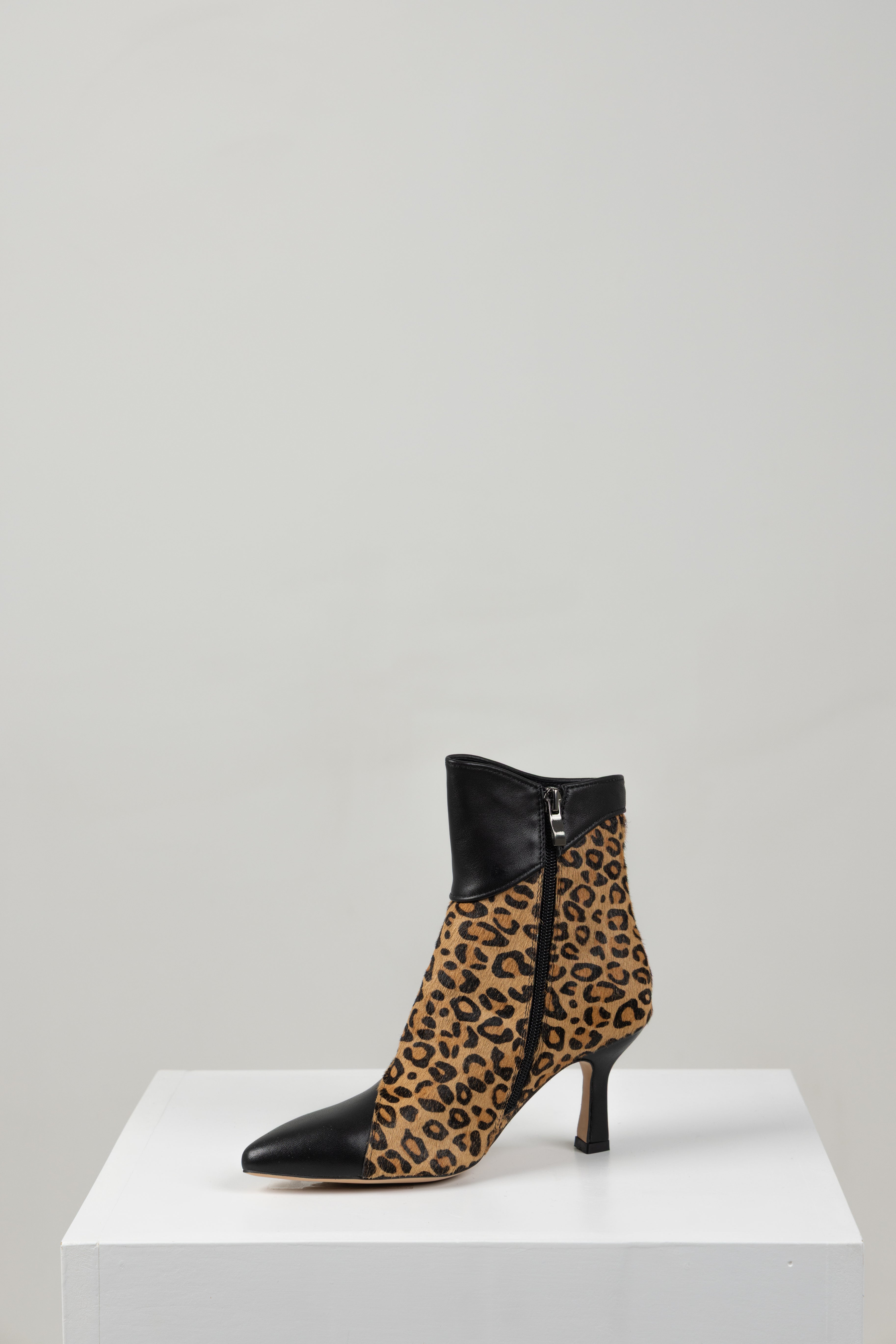 LORIZA LEOPARD ANKLE BOOT BLACK LEATHER
