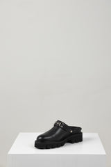KREPE MULE BLACK LEATHER