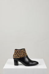 BLUMAS LEOPARD ANKLE BOOT BLACK LEATHER