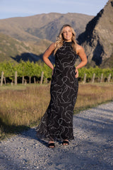 RIHANNA MAXI DRESS BOW NOIR PRE ORDER