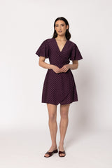 Wonderland Wrap Dress Plum Spot