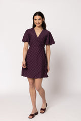 Wonderland Wrap Dress Plum Spot