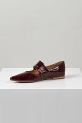 Yexa Mary Jane Flat Wine Patent Leather