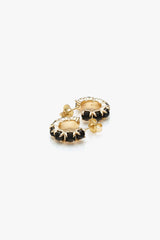 HALO CLUSTER EARRING - 18KT GOLD PLATED/BLACK ONYX